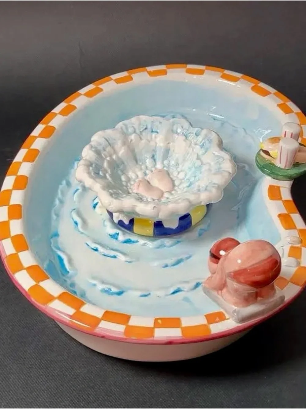 Adorable Vintage Lillian Vernon “Splash” Pool Chip and Dip 2 Piece Set